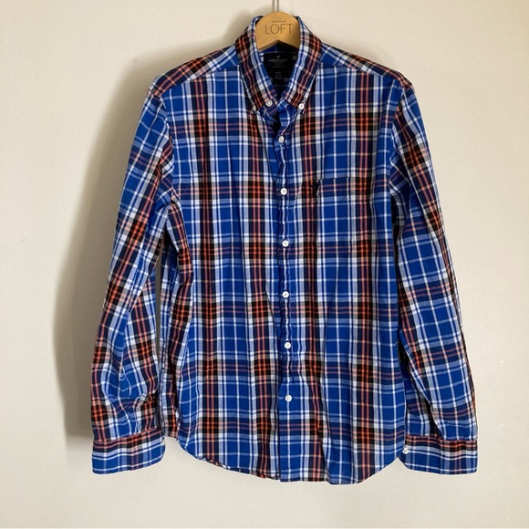 American Eagle Outfitters Other - American Eagle Outfitters Blue and Orange Casual Button Down Shirt Mens Medium